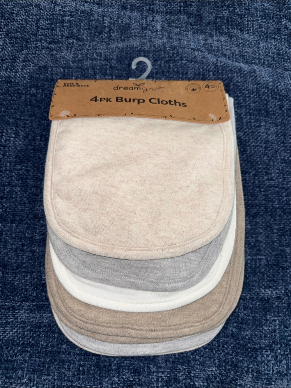 Neutral 4-Pack Burp Cloths - Beige, Gray, White, Tan